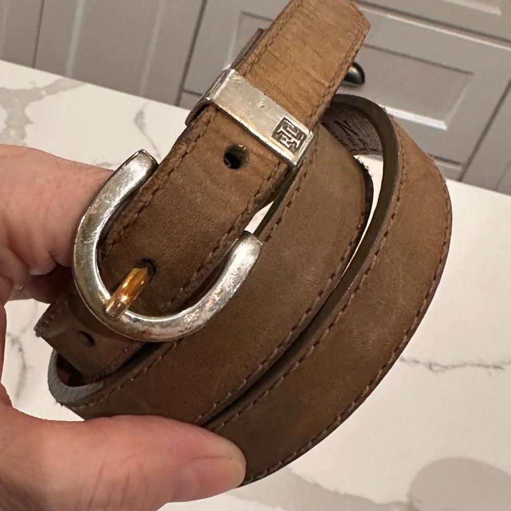 Vintage Lauren Ralph Lauren Brown Leather Belt Womens L Silver Buckle Logo